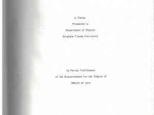 A Demographic Examination of Household Heads in Salt Lake City, Utah, 1850-1870 by Larry Wayne Draper 1988