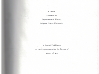 A Demographic Examination of Household Heads in Salt Lake City, Utah, 1850-1870 by Larry Wayne Draper 1988