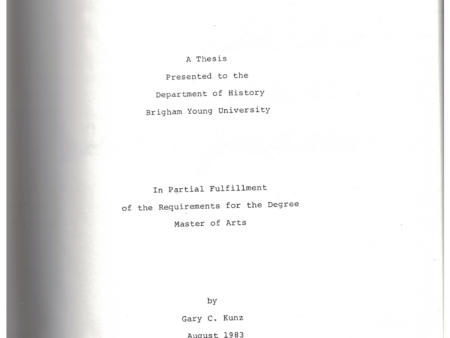 Provo in the Jazz Age: A Case Study by Gary C. Kunz ~ 1983