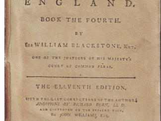1878 — Commentaries on the Laws of England — Book the Fourth — by Sir William Blackstone, Knt. (The Eleventh Edition / Rare Dublin Ireland Edition)