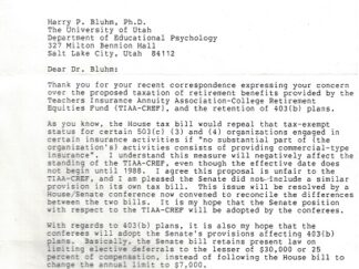 1986 — Letter Signed by U.S. Senator Jake Garn from Utah