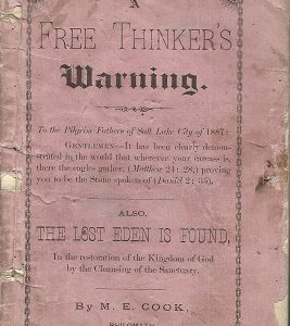 A Free Thinker’s Warning – 1887 – M. E. Cook [The Lost Eden is Found]