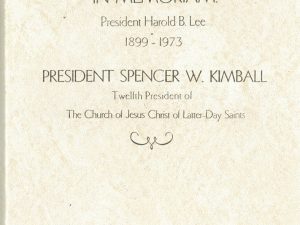 Book Owned by Hartman Rector Jr. – In Memoriam President Harold B.Lee