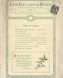 1924 Utah Educational Review owned by Edward L. Anderson of the MIA