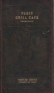 Old Paris Grill Cafe Menu ~ [Salt Lake City, Utah, Restaurant Menu]