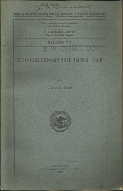 Bulletin 774; The Copper Deposits Near Salmon, Idaho – Clyde P. Ross