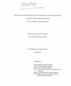 The Piano as an Orchestra: The Accompanist and the Twentieth-Century Orchestral Reduction