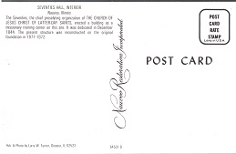 Mormon Post Card: Seventies Hall, Interior, Nauvoo, Illinois