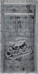 Orioles vs. California Angels Season Ticket 1995 Collectible Metal Ticket