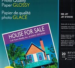 Epson Photo Quality Paper Glossy – Ink Jet – 8.5″ x 11″ Paper – S041124 (Packet of 20 Sheets)