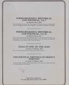 Poems vols.1-2 (Eliza R. Snow) and Elias / Poetical Writings of Orson F. Whitney – Early Church Reprints