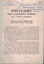 1906 – Polygamy From A Non-Mormon Viewpoint ~ V. S. Peet – Pamphlet
