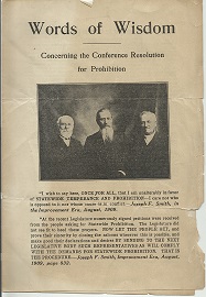 1909 — Words of Wisdom, Concerning the Conference Resolution for Prohibition — Rare Pamphlet — Joseph F. Smith