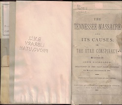 Tennessee Massacre & Its Causes ~ 1884 ~ Library Hardcover Binding
