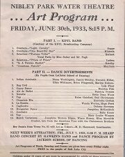 Nibley Park Water Theatre Art Program, Friday, June 30th, 1933 ~ Broadside / Flyer