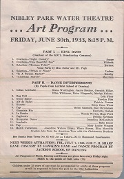 Nibley Park Water Theatre Art Program, Friday, June 30th, 1933 ~ Broadside / Flyer