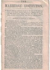 The Marriage Institution, A Discourse, Dec. 9, 1879 ~ William Budge