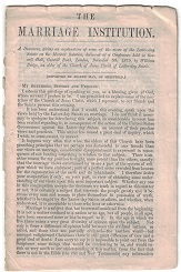 The Marriage Institution, A Discourse, Dec. 9, 1879 ~ William Budge