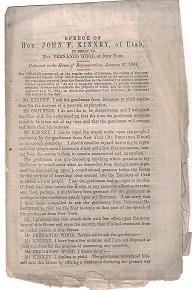 Speech of Hon. John F. Kinney, of Utah, in reply to … January 27, 1864