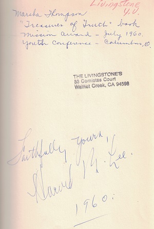 Book Signed by Mormon Church President Harold B. Lee! ~ Youth & The Church