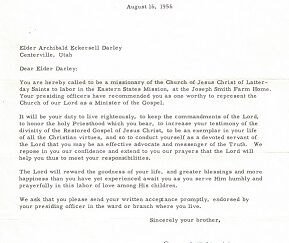 Letter Signed by David O. McKay, August 16, 1956