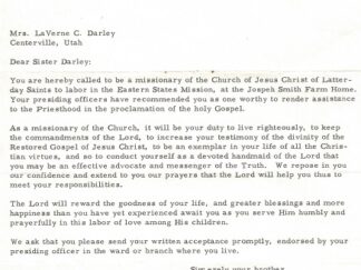 Missionary Calling Letter (Signed by Pres. David O. McKay) with Misspelled Name