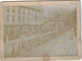 Cabinet Card: Military Parade   ~   [L. F. Hurd, Jeweler, Cameras, and Supplies – Lee, Mass.]