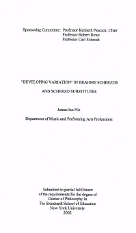 Developing Variation” in Brahms’ Scherzos and Scherzo Substitutes ~ Unbound Thesis