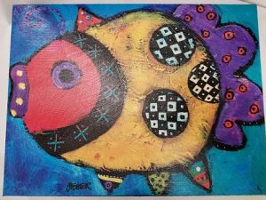 Jenny Foster 2012 Print, Fish, Item No.19945, Canvas Wall Art, 12″x16″ UPC: 748787199455