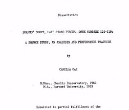 Brahms’ Short, Late Piano Pieces – Opus Numbers 116-119