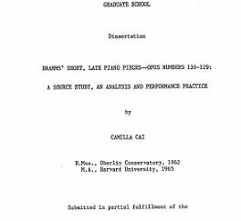 Brahms’ Short, Late Piano Pieces – Opus Numbers 116-119