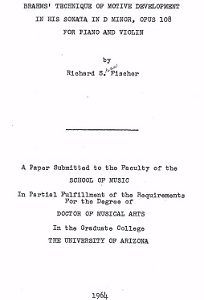 Brahms’ Technique of Motive Development in his Sonata in D Minor, Opus 108