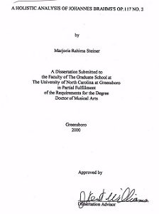 A Holistic Analysis of Johannes Brahms’s Op. 117 No. 2 ~ Marjorie Rahima Steiner