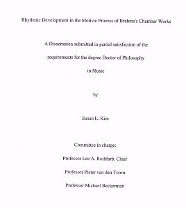 Rhythmic Development in the Motivic Process of Brahms’s Chamber Works ~ Susan L. Kim