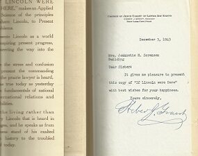 Book on Abraham Lincoln Signed by Heber J. Grant