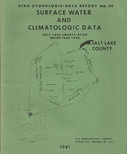 Surface Water and Climatologic Data – Salt Lake County, Utah, Water Year 1980