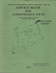 Surface Water and Climatologic Data – Salt Lake County, Utah, Water Year 1980