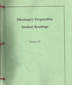 Missionary Preparation Student Readings (Religion 130)