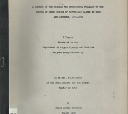 History of the Schools and Educational Programs of the Latter-Day Saints in Ohio and Missouri, 1831-1839 – Orlen Curtis Peterson
