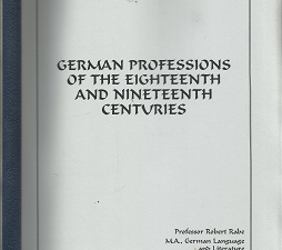 German Professions of the Eighteenth and Nineteenth Centuries – Robert Rabe