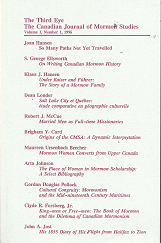 The Third Eye: The Canadian Journal of Mormon Studies: Volume 1, Number 1, 1996