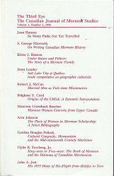 The Third Eye: The Canadian Journal of Mormon Studies: Volume 1, Number 1, 1996