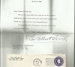 1949 Letter Signed by George Albert Smith ~ With Envelope