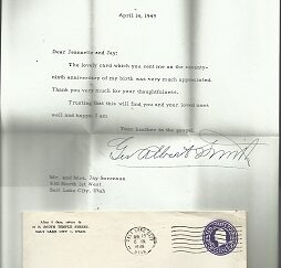 1949 Letter Signed by George Albert Smith ~ With Envelope