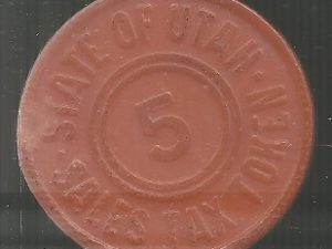 5 Cent ~ Utah State Sales Tax Token ~ Plastic