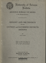 Geology and Ore Deposits of the Oatman and Katherine Districts Arizona – Carl Lausen
