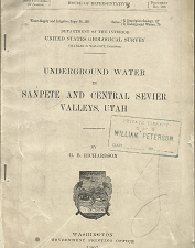 Underground Water in Sanpete and Central Sevier Valleys, Utah – G.B. Richardson