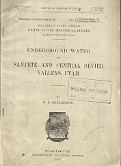 Underground Water in Sanpete and Central Sevier Valleys, Utah – G.B. Richardson