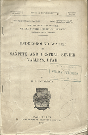 Underground Water in Sanpete and Central Sevier Valleys, Utah – G.B. Richardson