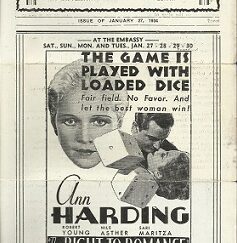 1934 Playbill: The Right to Romance at the Pelham ~ Embassy Theatre